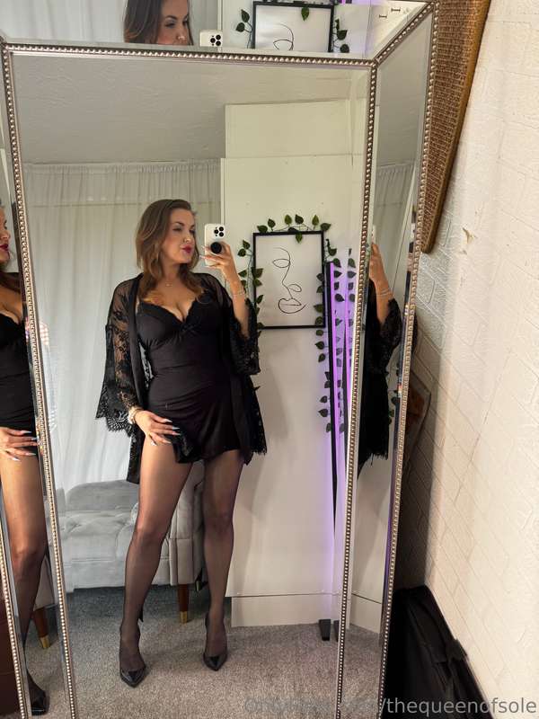 Black lace, sheer legs, and a little attitude 😈💋 Ready to te.. 2