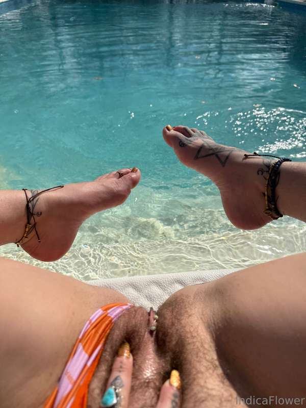it isn’t a real pool day unless my titties and bush are out .. 7