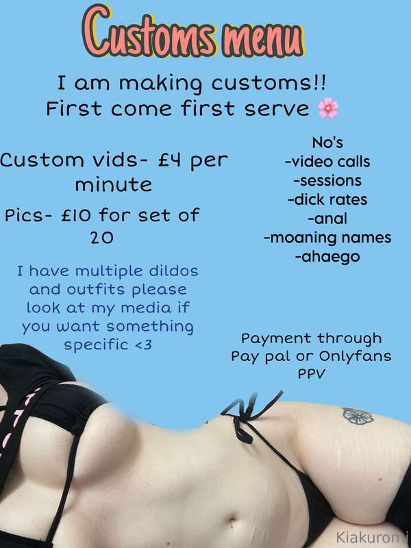 I am making customs today and maybe tomorrow. first come fir..