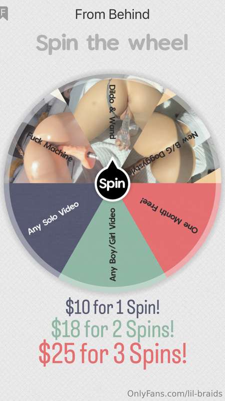 Spin the wheel! Win every time! Tip $10 to win one prize, $1..