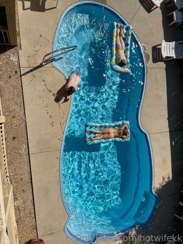 Enjoying some naked pool time at our beach house in OBX with.. 3