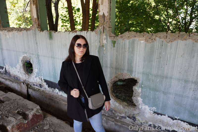 business woman doing business in an abandoned building