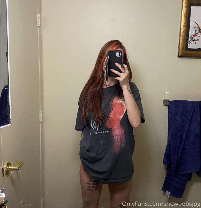 gm. Dis my sleep shirt but swipe to take it off heh. Also my..