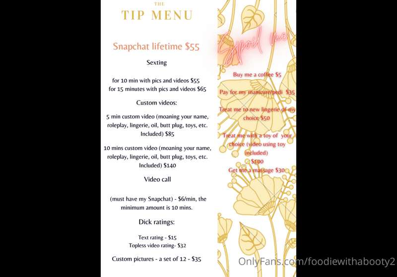 Updated tip menu 🧡