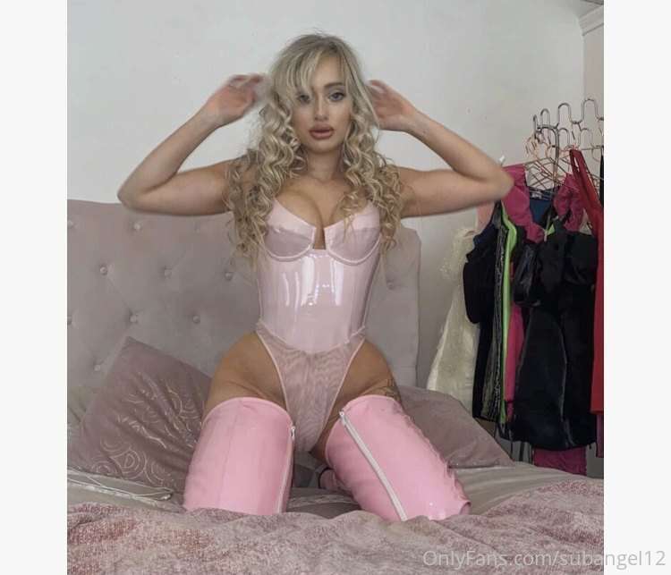 Vinyl pink boots fetish 😈 see my little pussy t. 