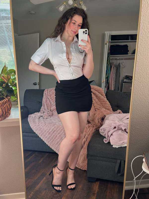 I was going for a sexy secretary/office vibe, but I also kin..