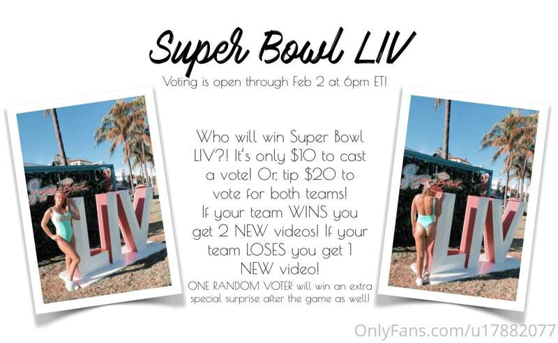 VOTING for SUPER BOWL LIV winning team ENDS TODAY at 6pm ET!..