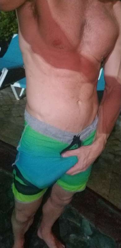 Vacation dick pics through my swim trunks! 3