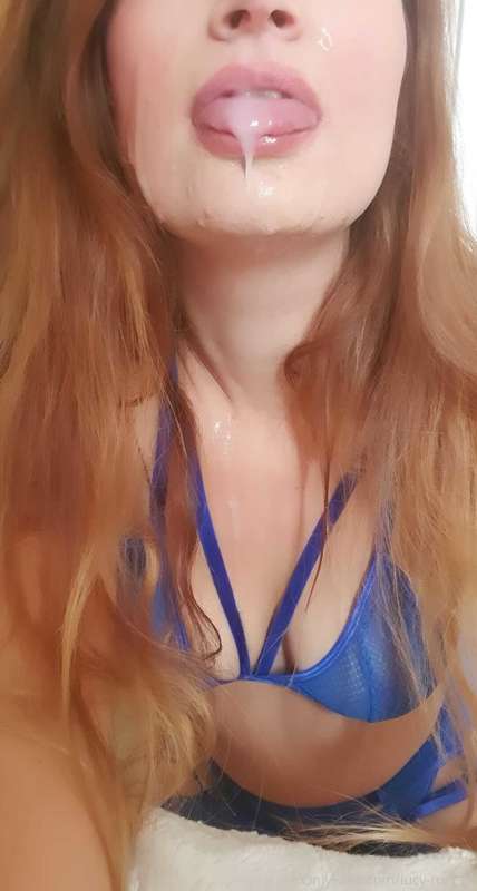 Taking his load in my mouth and all over my face and tits li..