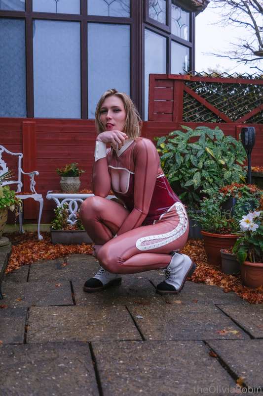 Pictures of my Translucent Pink and Plum Latex bunny suit. (.. 23