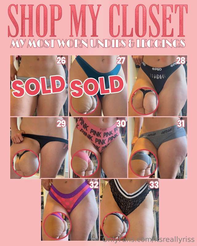 𝙎𝙃𝙊𝙋 𝙈𝙔 𝘾𝙇𝙊𝙎𝙀𝙏 👙45 pieces of leggings & undies worn outtttt .. 4
