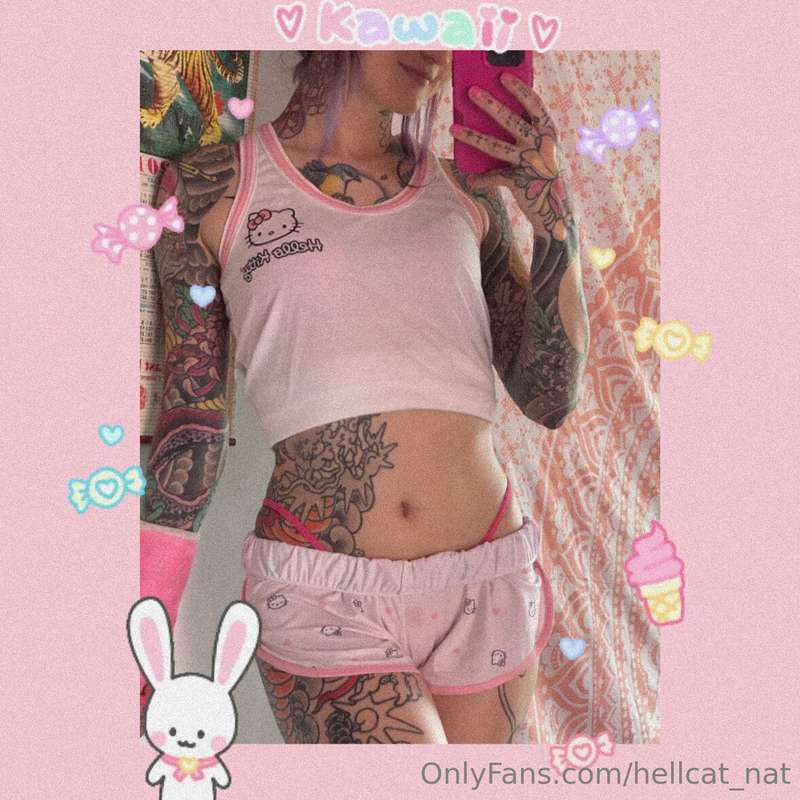 My PJs vs. Whats underneath 👀 I loveee my new hello kitty se.. 4