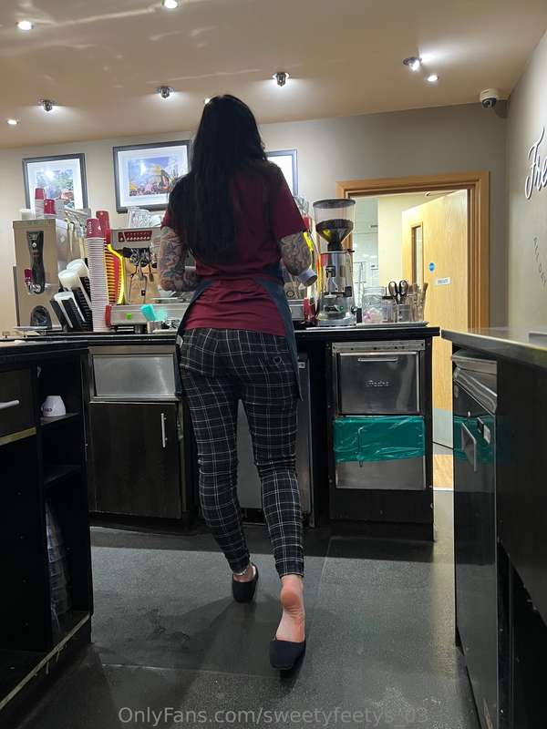 POV. Your favourite barista notices you looking at her feet .. 1