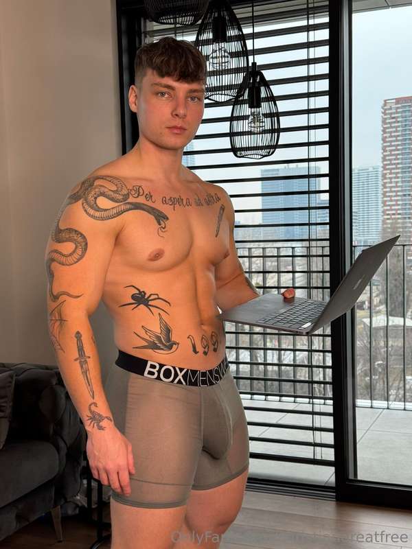 Laptop open, briefs tight, and ready to ignite 😈💻🍌Renew and ..