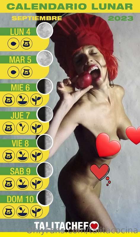 calendario lunar HOT SEPTIEMBRE full nude para Vos por MD 👩‍..