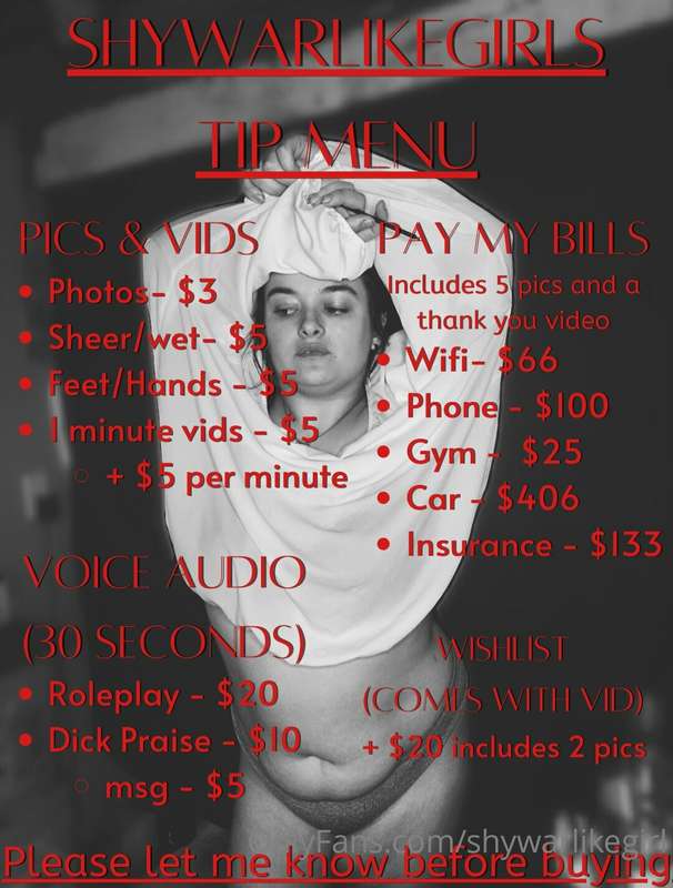 Hey everyone! I have a tip menu now! Just because its not on..