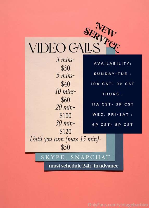 NOW OFFERING VIDEO CALLS — must be scheduled in advance! dm ..