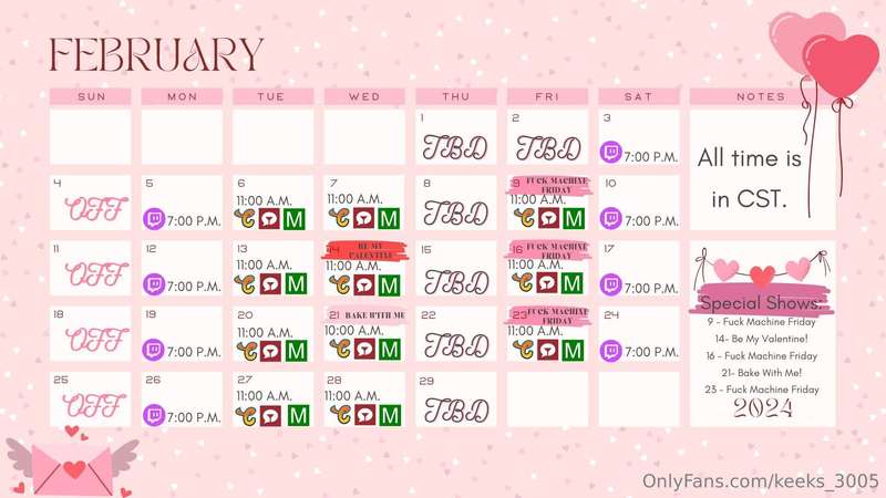 Stream Schedule February 2024! Links⬇️⬇️⬇️ Chaturbate: https..