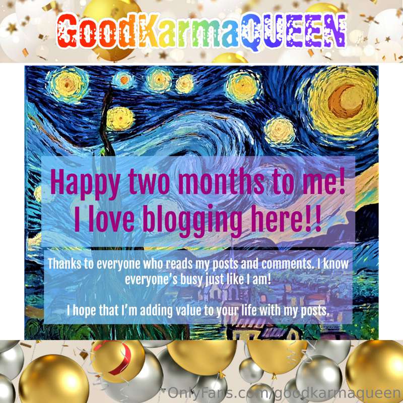 Happy two months posting to my OF blog TO ME!!!

I appreciat..