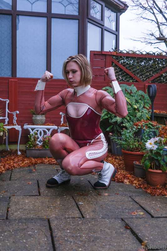 Pictures of my Translucent Pink and Plum Latex bunny suit. (.. 20
