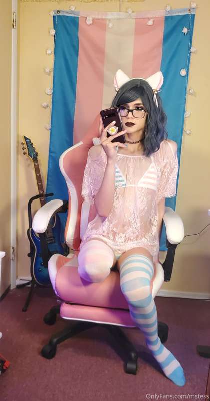 My trans pride outfit :3 1