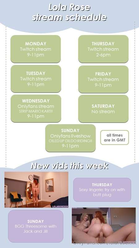 WEEKLY LOLA UPDATES!! 💕  I'll be live on Wednesday and Sunda.. 1