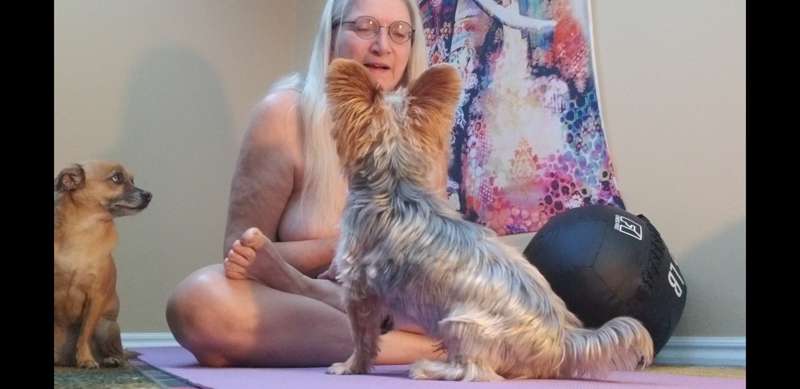 Pics from today's NAKED YOGA video! Namaste. ❤😌🥰🤗🐾 1
