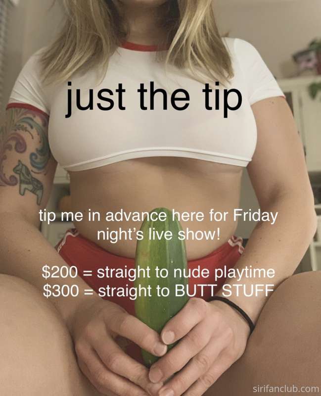 Tip via the button below this post in advance of Friday nigh..