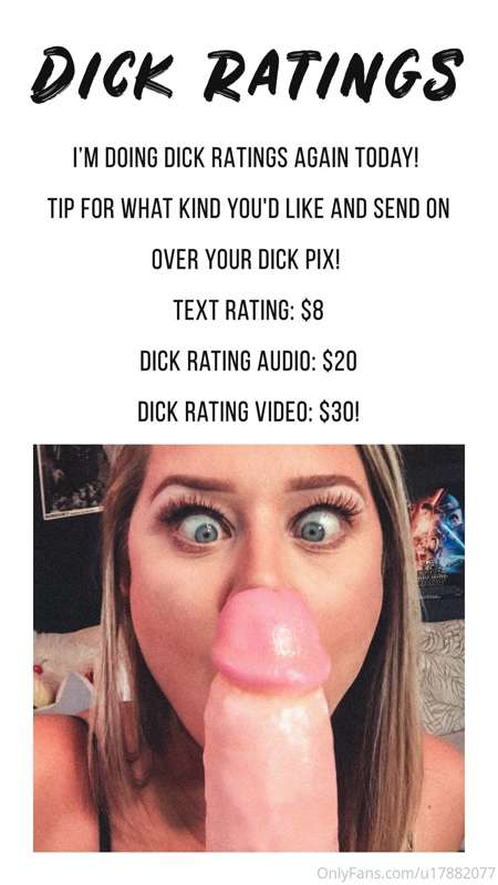 Due to their popularity I’m doing DICK RATINGS again today! ..