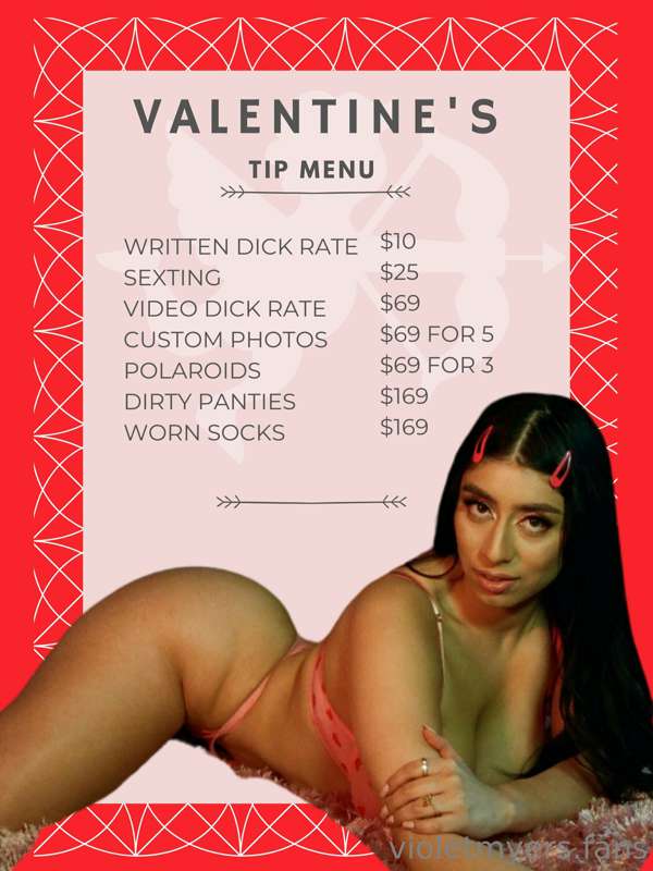 💕 ***Valentine's Day Tip Menu*** 💕 *For 24HRS Only* 💋 
I hop..
