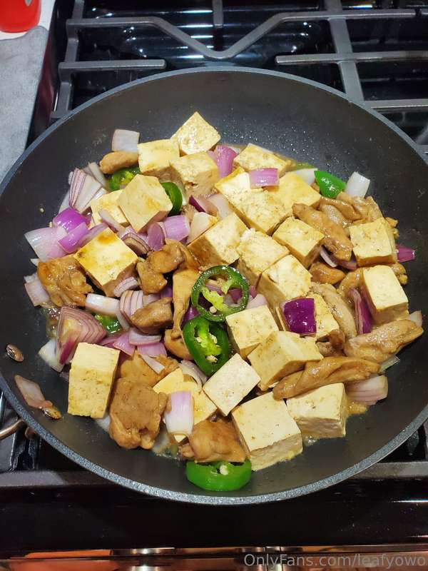 Marinaded chicken, onions, jalapeno, tofu. 🔥 1