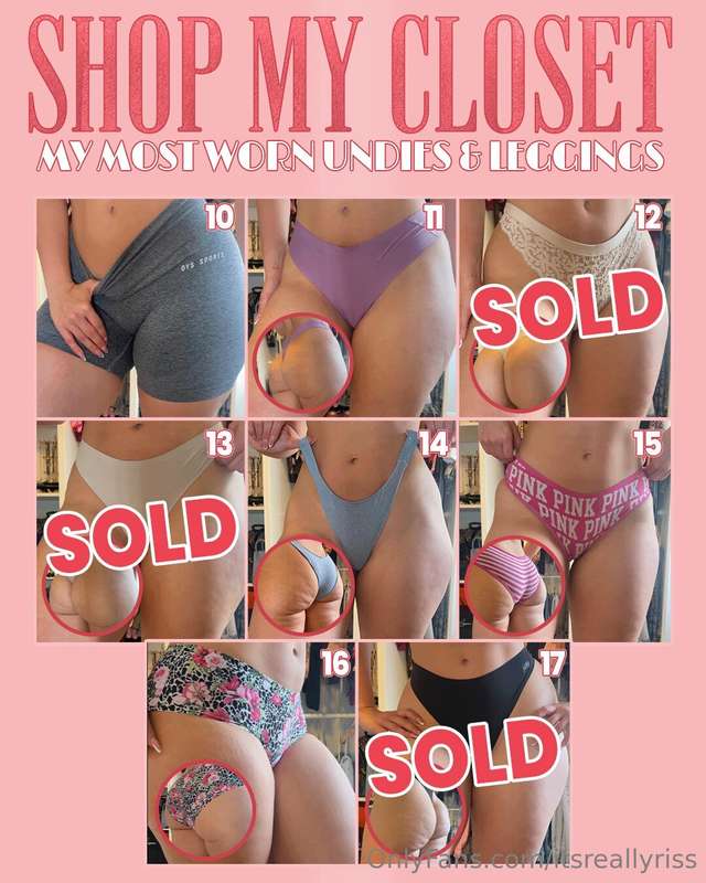 𝙎𝙃𝙊𝙋 𝙈𝙔 𝘾𝙇𝙊𝙎𝙀𝙏 👙45 pieces of leggings & undies worn outtttt .. 3