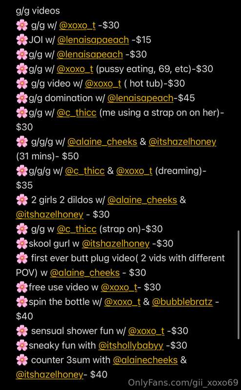 Here’s a list of all my current videos 💓 (I’m always updatin.. 5