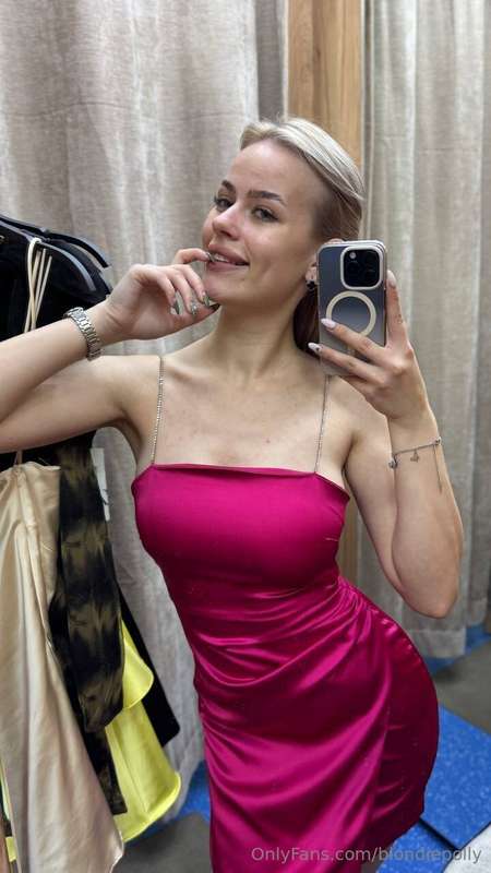 Pink dress and me — the perfect match today 🎀