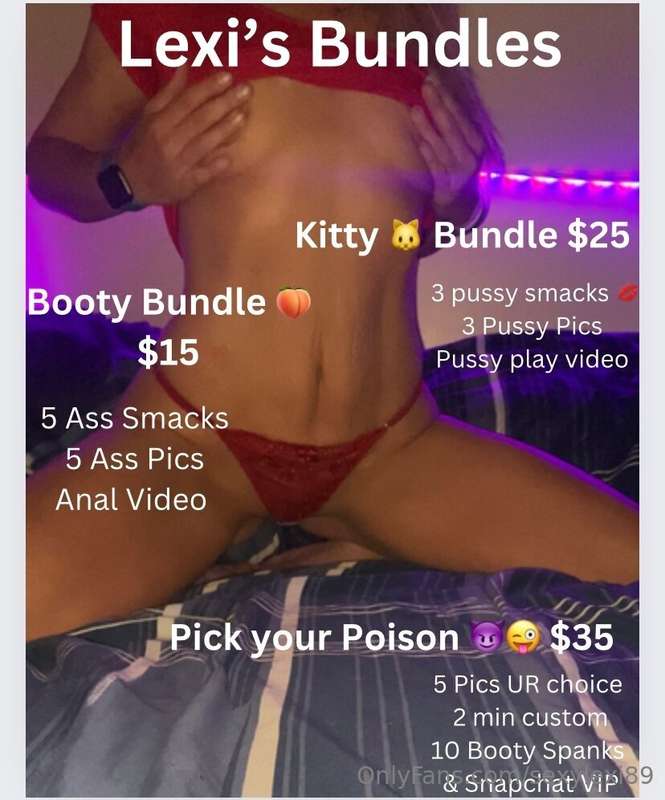 Couple of my menus… all spoils cum with a 💝 on me 😘