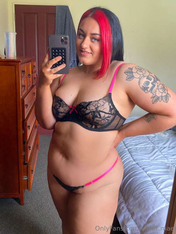 The look in my eyes + the lingerie + the soft bed in the bac..