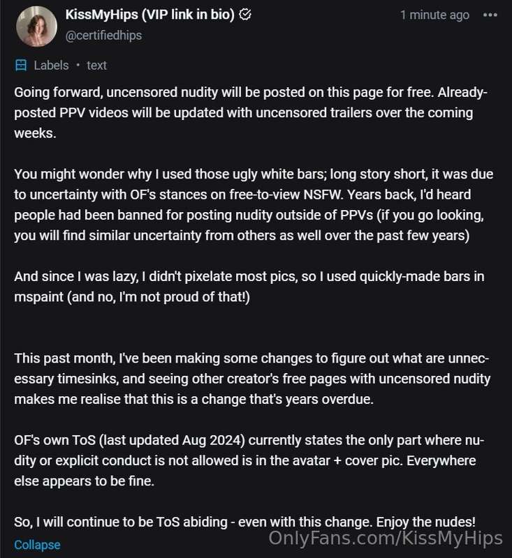 I've changed how I run my free page ( @certifiedhips ) - nud..