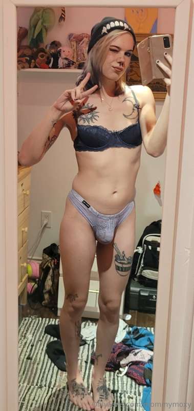 Felt so cute in my beanie and lingerie, I knew you'd agree s..