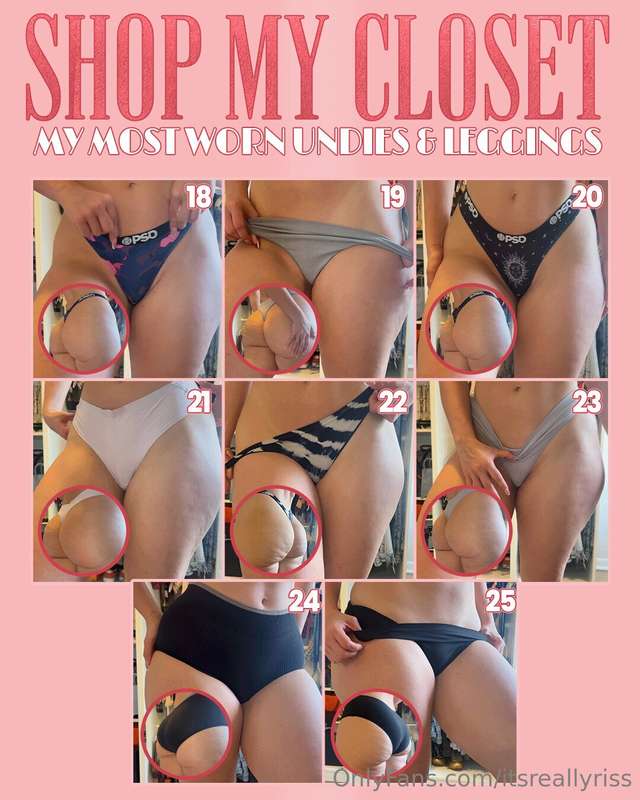 𝙎𝙃𝙊𝙋 𝙈𝙔 𝘾𝙇𝙊𝙎𝙀𝙏 👙45 pieces of leggings & undies worn outtttt .. 5