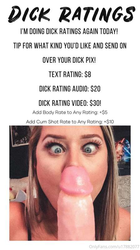 Due to their popularity I’m doing DICK RATINGS again today! ..