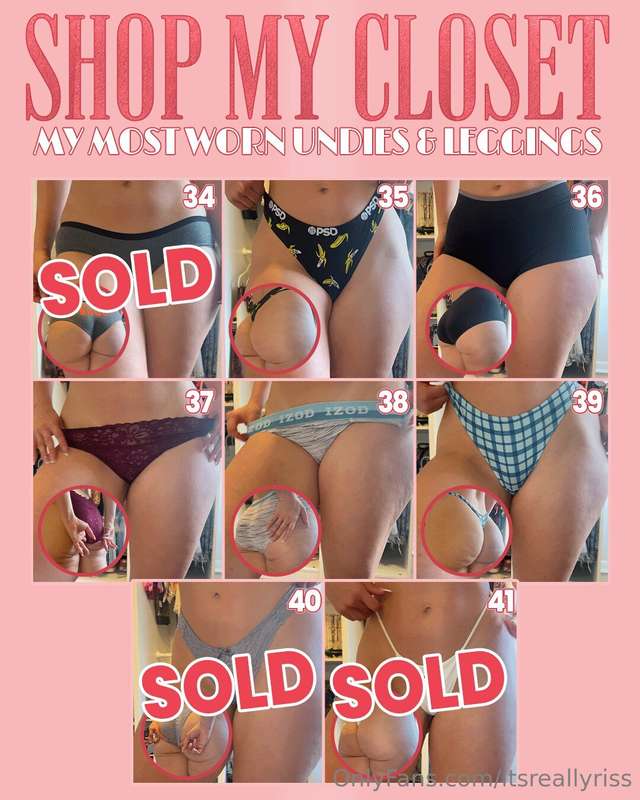𝙎𝙃𝙊𝙋 𝙈𝙔 𝘾𝙇𝙊𝙎𝙀𝙏 👙45 pieces of leggings & undies worn outtttt .. 1