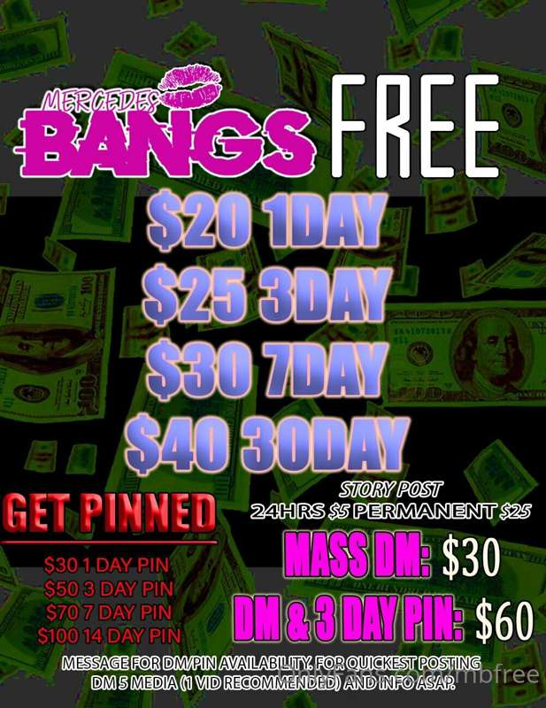 ***Mercedes Bangs Promo Menu***
##### *Tip this post then se..