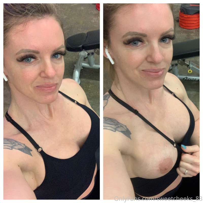 I just can’t help myself sometimes. Flashing tit on the gym ..