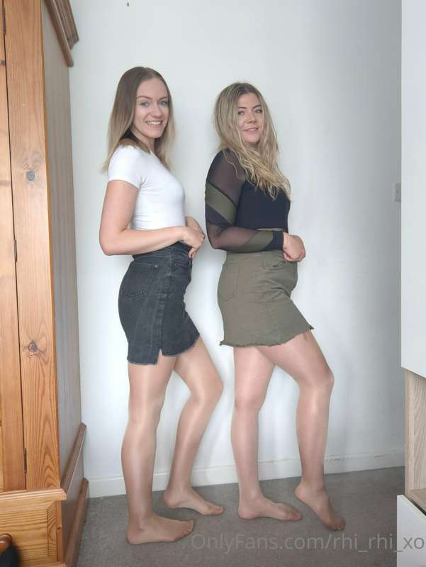 Me and @sweetpoppy1 in tight denim skirts, bodysuits and tan.. 12