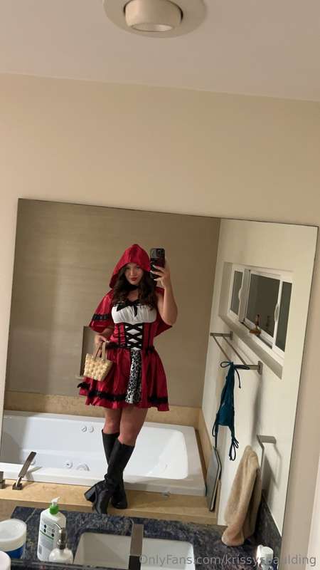 going to a costume party tonight as little red riding hood… ..