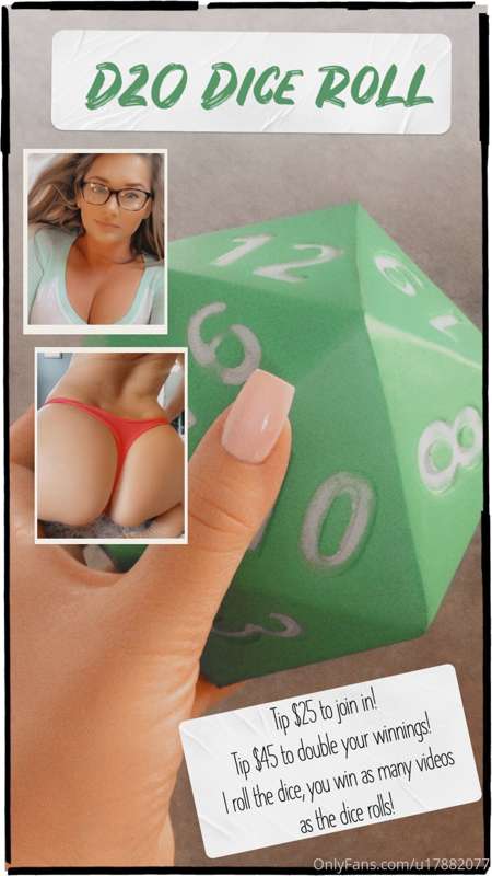 🔥 NEW 🔥 D20 Dice Roll! You tip $25 to join in! Or you tip $4..