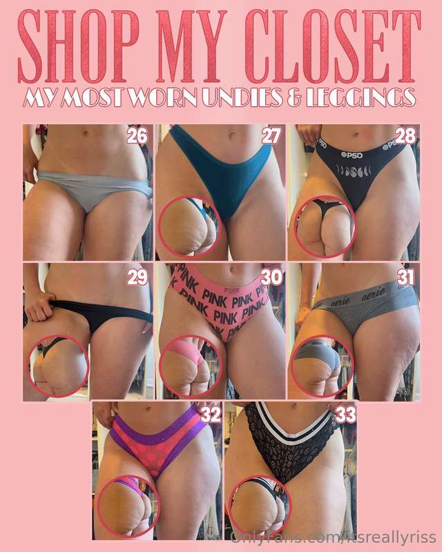 𝙎𝙃𝙊𝙋 𝙈𝙔 𝘾𝙇𝙊𝙎𝙀𝙏 👙45 pieces of leggings & undies worn outtttt .. 3