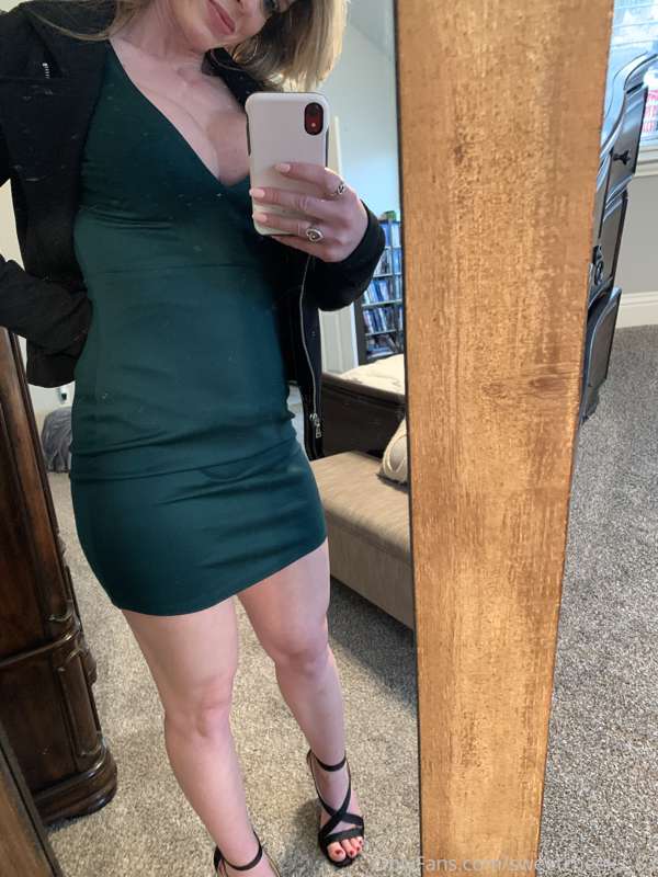 Got my dress on. I don’t look to slutty do I? 😈 Tell me what.. 1