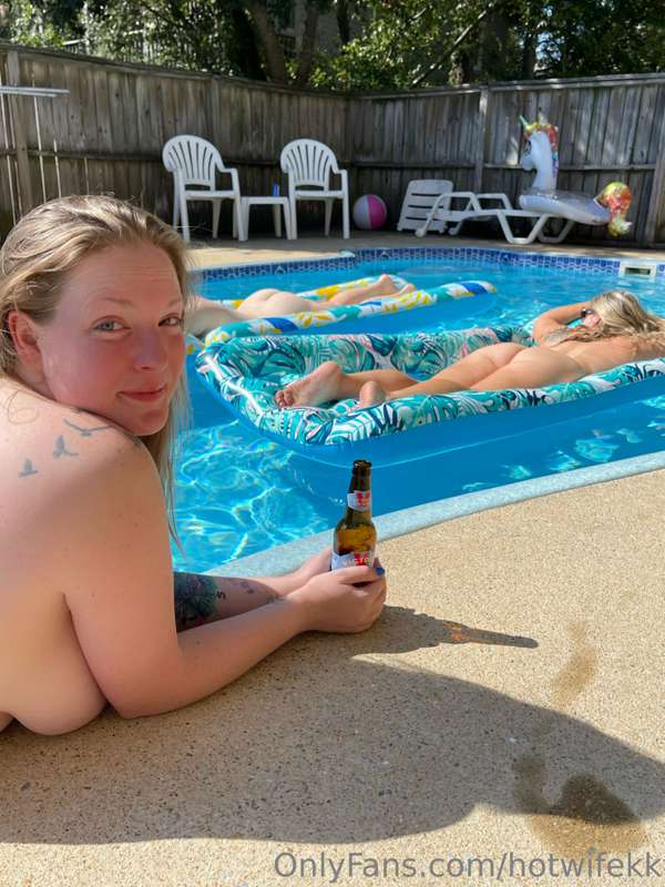 Enjoying some naked pool time at our beach house in OBX with..