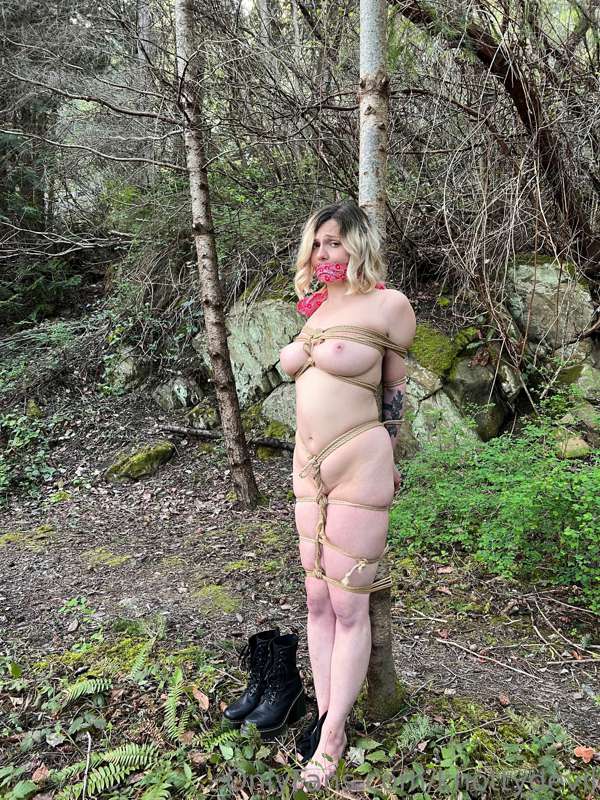 Here’s a few short clips of @adorgeous tied to a tree and wa.. 3